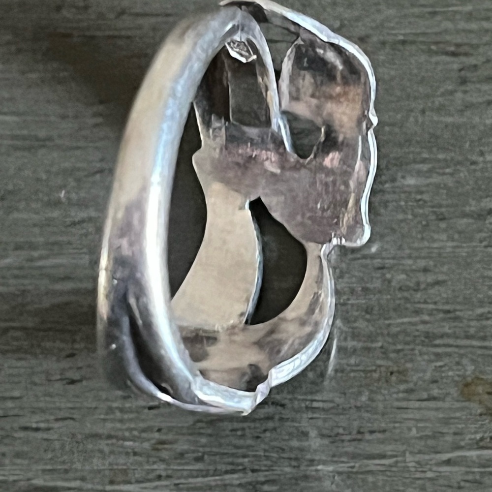 VINTAGE FINLAND FLOWER STERLING SILVER RING SIZE 9 ADJUSTABLE - Picture 4 of 6